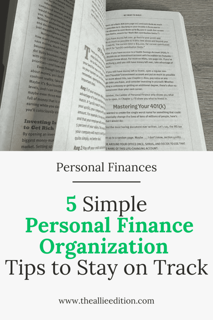 Flipping through book about personal finance organization tips